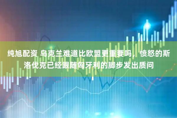 纯旭配资 乌克兰难道比欧盟更重要吗，愤怒的斯洛伐克已经跟随匈牙利的脚步发出质问