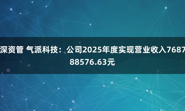 深资管 气派科技：公司2025年度实现营业收入768788576.63元